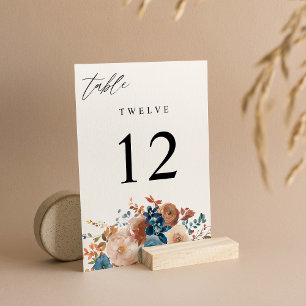 Beige & Dusty Blue Floral Table Number V2