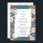 Beige & Dusty Blue Floral Wedding Program - Teal Invitation<br><div class="desc">Welcome your guests to your wedding with your beautiful Beige & Dusty Blue Floral Wedding Ceremony Programs. Features hand painted,  watercolor dusty blue,  natural terracotta brown,  and blush champagne beige florals.</div>