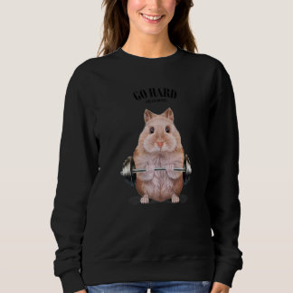 Beige Dwarf Hamster Muscle Training Weightlifting Sweatshirt