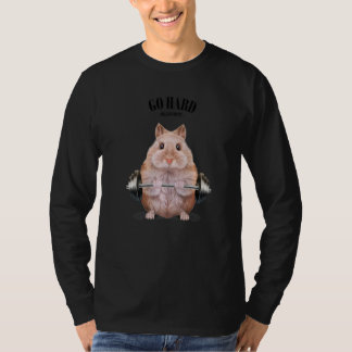 Beige Dwarf Hamster Muscle Training Weightlifting T-Shirt