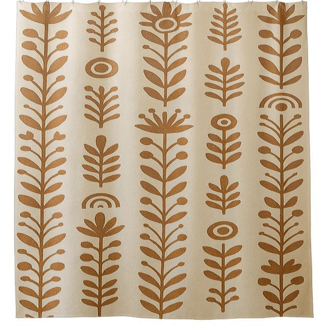 Beige & Earth Brown Shower Curtain (Front)