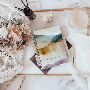 Beige Earth Tone Abstract Watercolor Personalised  Notebook