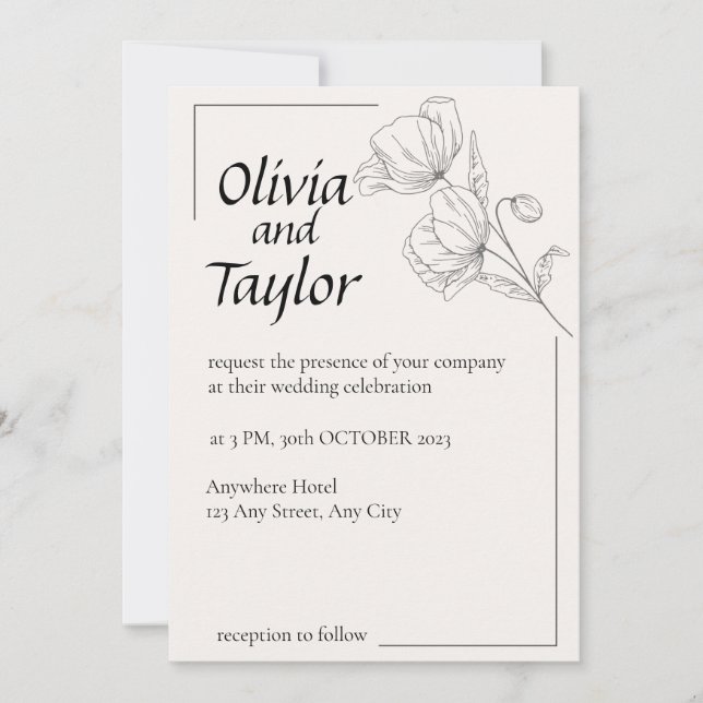 Beige Elegance  Invitation (Front)