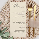 Beige Elegant Calligraphy Wedding / Reception  Menu<br><div class="desc">Elegant buttery beige wedding or dinner reception Menu card. Contemporary, simple and elegant design with beautiful modern hand written calligraphy. Front and back background color in beige. Ability to change both front and / or back background color by selecting "customize further". Design available in a variety of color choices. Part...</div>