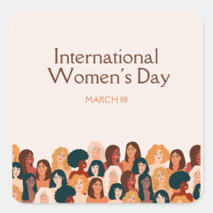 Beige Elegant International Women's Day 2025 Square Sticker