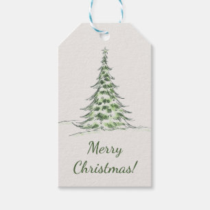 Beige Elegant Merry Christmas Gift Tag