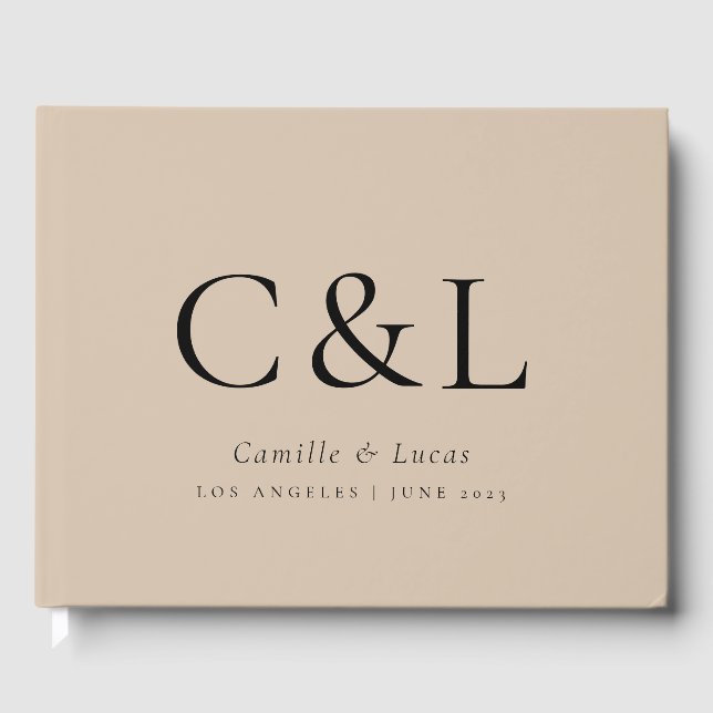 Beige Elegant Minimalist Wedding Guest Book (Front)