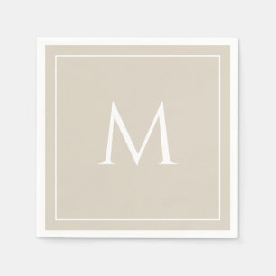 Beige elegant monogram initial napkin