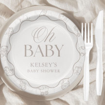 Beige Elegant Oh Baby Gender Neutral Shower