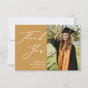 Beige Elegant Script Graduation Thank You Card