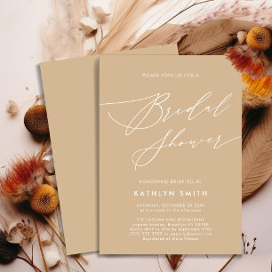 Beige Elegant Script Modern Bridal Shower Invitation