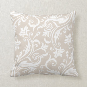 Beige Elegant Vintage Damask Pattern Cushion