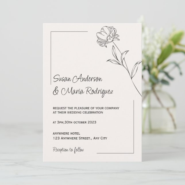 Beige Elegant Wedding Invitation (Standing Front)