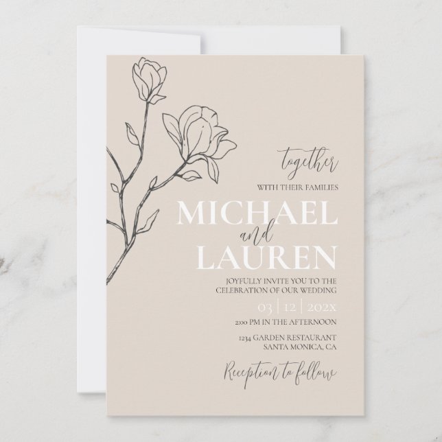 Beige Elegant Wedding Invitation (Front)