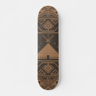 Beige Elephant Pyramid Mosaic Aztec Pattern Indian Skateboard