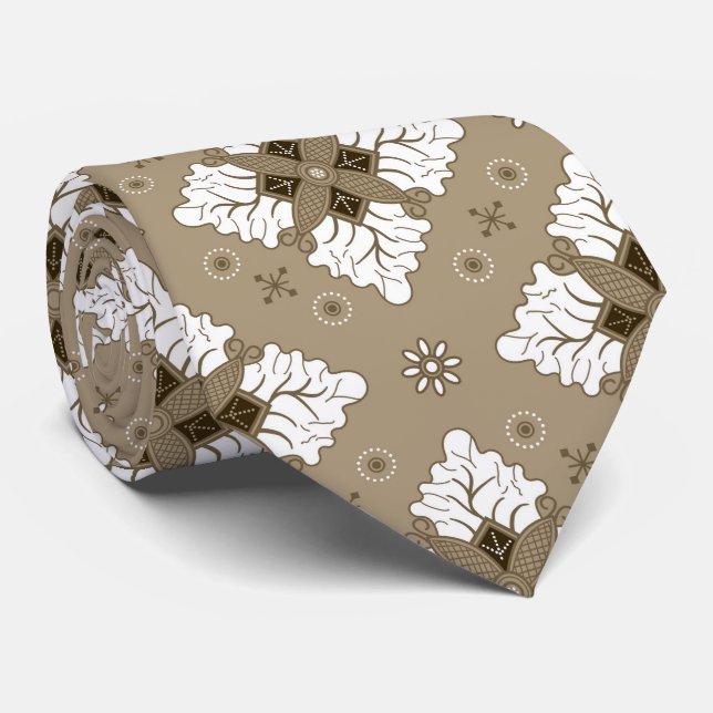 Beige ethnic damask batik seamless pattern tie (Rolled)