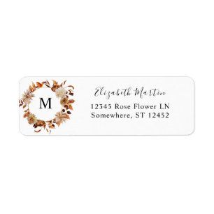 Beige Fall Floral Return Address Label