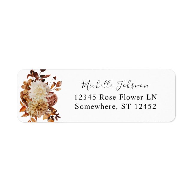 Beige Fall Floral Return Address Label (Front)