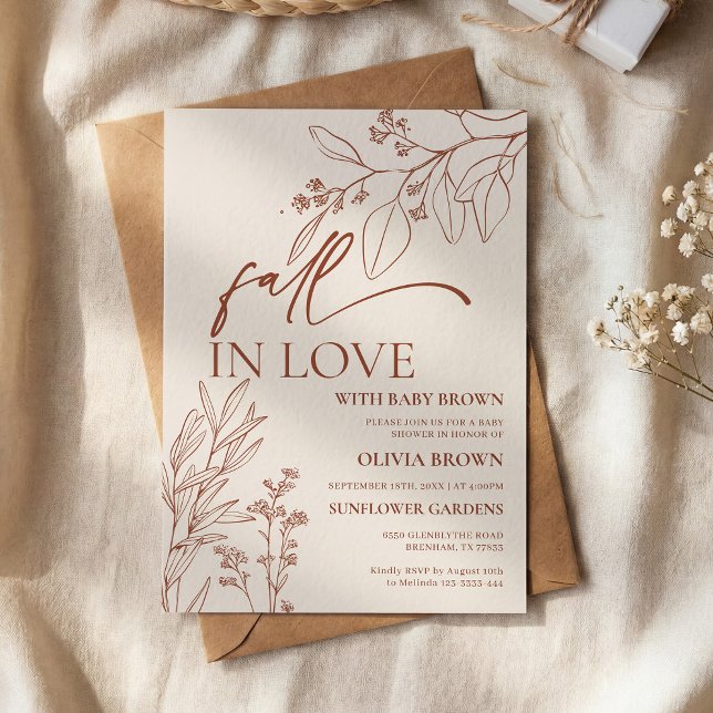 Beige Fall in Love Baby Shower Invitation (Creator Uploaded)
