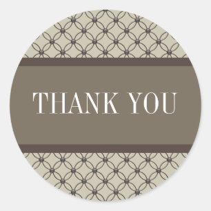 Beige Fancy Lattice Thank You Stickers