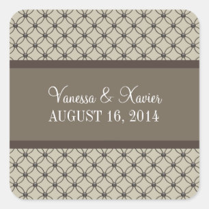Beige Fancy Lattice Wedding Stickers