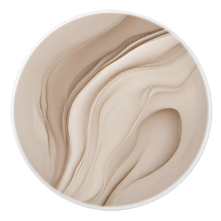 Beige Faux Relief Abstract Art Ceramic Knob