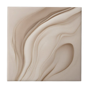 Beige Faux Relief Abstract Art Tile