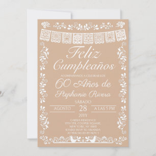 Beige Feliz Cumpleaños 60th Birthday Invitation