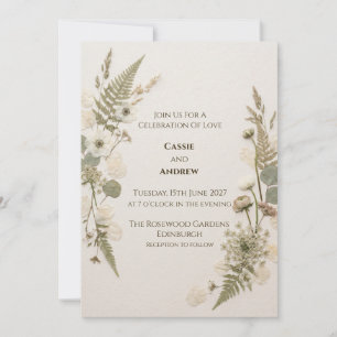 Beige Fern Botanical Wedding Invitation