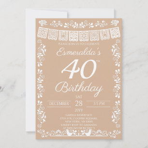 Beige Fiesta 40th Birthday Invitation
