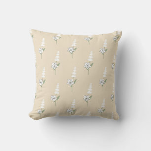 Beige Floral Bohemian Botanical Pattern Cushion