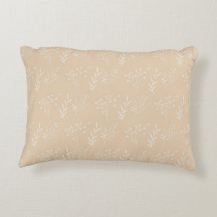 Beige Floral Bohemian Botanical Pattern Decorative Cushion