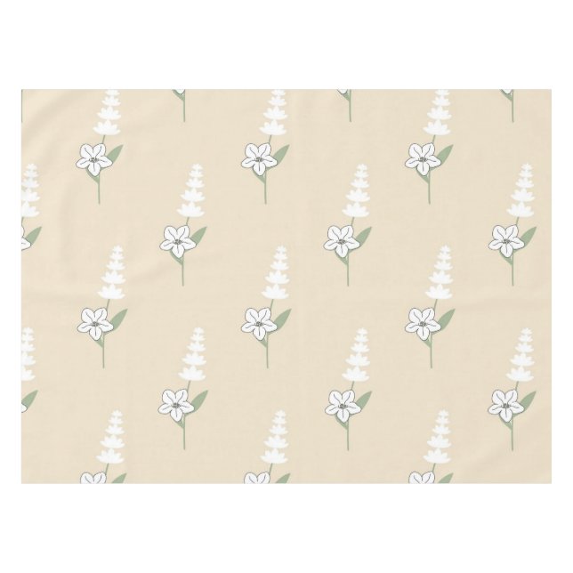 Beige Floral Bohemian Botanical Pattern Tablecloth (Front (Horizontal))