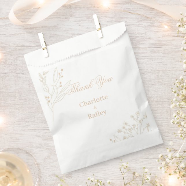 Beige Floral Boho Wedding Favour Bags (Clipped)