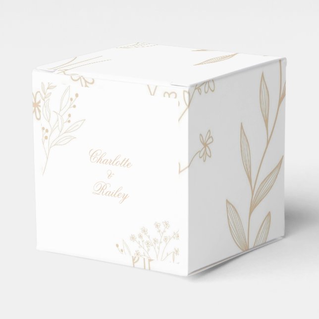 Beige Floral Boho Wedding Favour Box (Front Side)