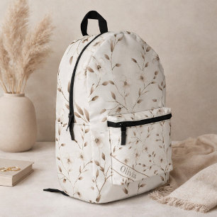 Beige Floral Branch Backpack