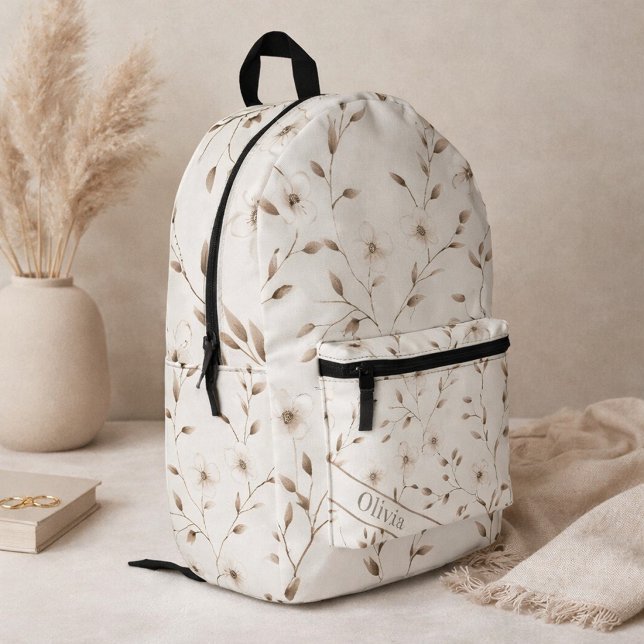 Beige Floral Branch Backpack (Creator Uploaded)