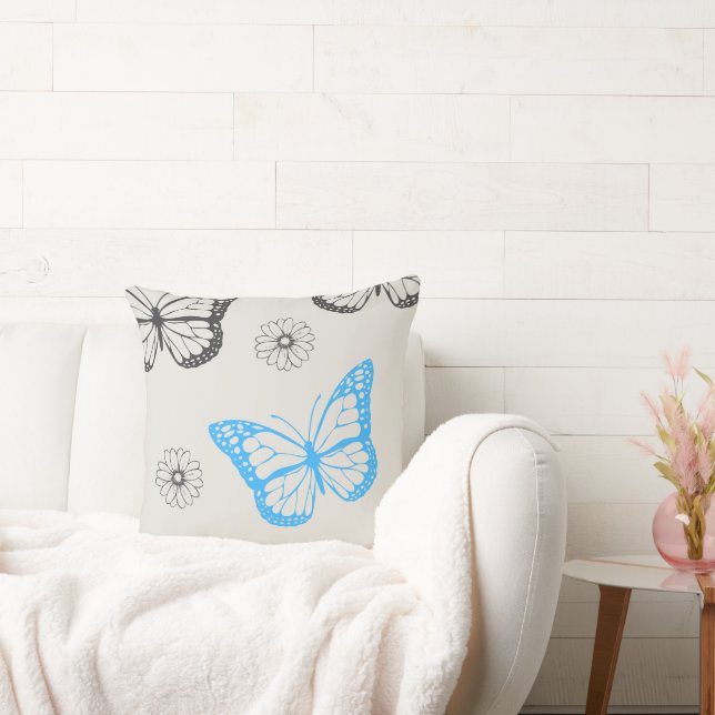 Beige Floral Butterfly Pattern Bookmark Cushion (Couch)