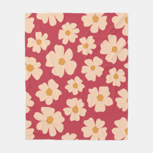 Beige Floral  Fleece Blanket