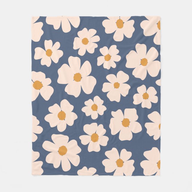 Beige Floral  Fleece Blanket (Front)