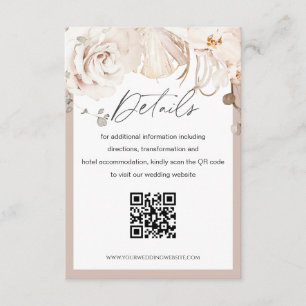 Beige floral garden wedding QR code detail card