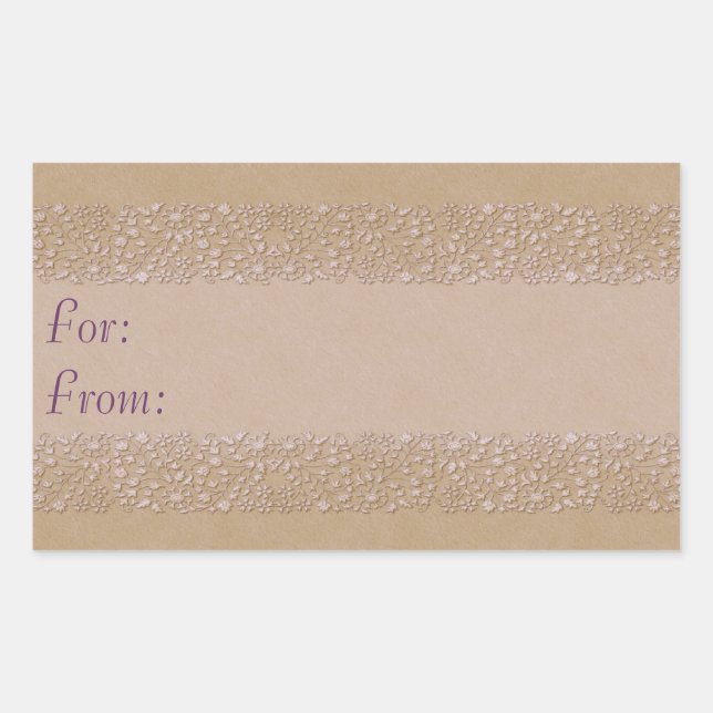 Beige Floral Gift Tag (Front)