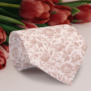 Beige floral pattern neck tie