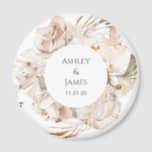 Beige floral personalised garden wedding magnet<br><div class="desc">Beige floral personalised garden wedding magnet</div>