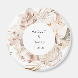Beige floral personalised guard magnet