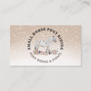 Beige Floral Pony Equestrian Trainer Horse Business Card
