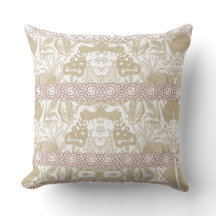 Beige Floral Prairie  Throw Pillow 