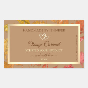 Beige Floral Product Packaging Labels with Hearts