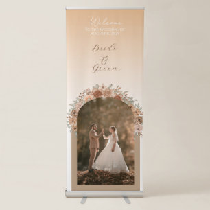 Beige floral Roll up Banner for Wedding