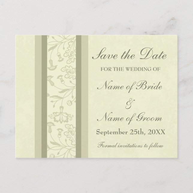 Beige Floral Save the Date Wedding Postcards (Front)